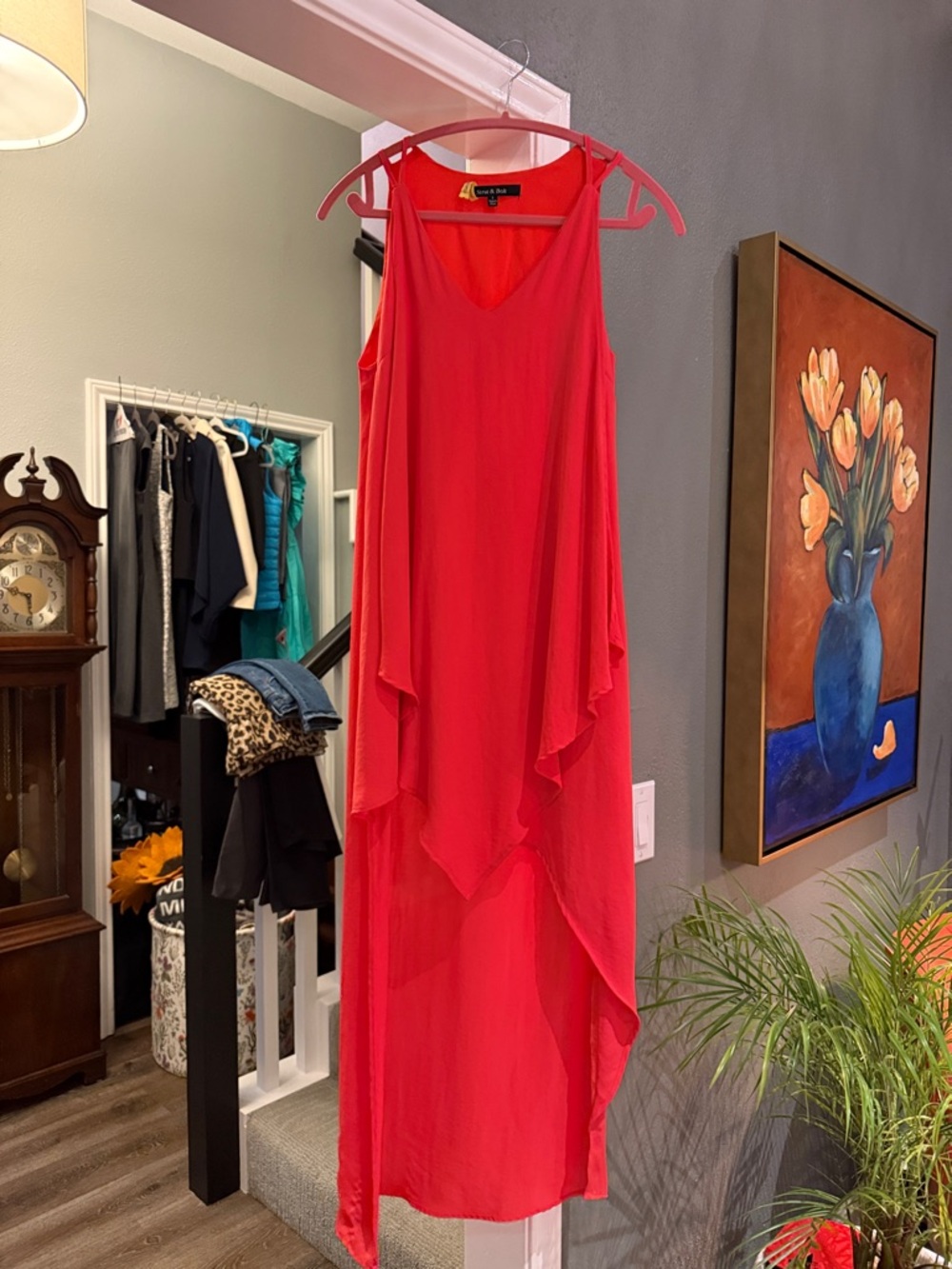 Sleeveless Red Layered Maxi Dress by White House Black Market